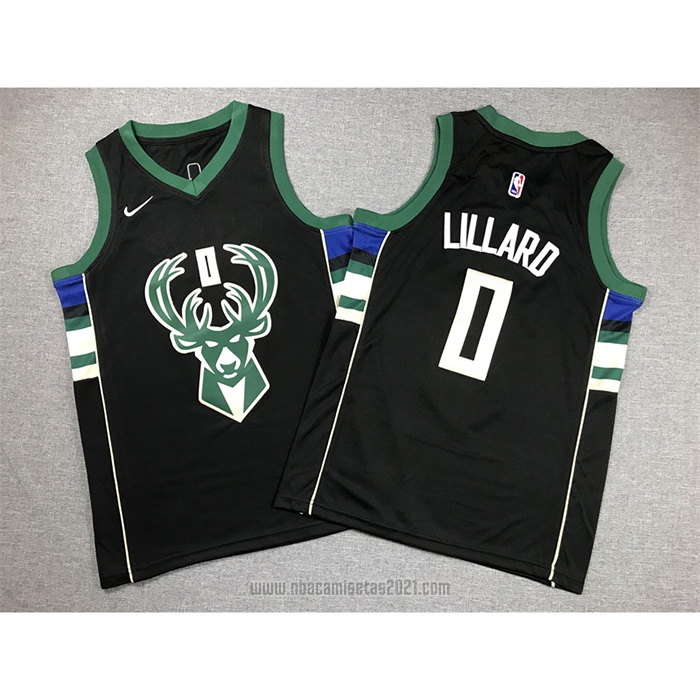 Camiseta Nino Milwaukee Bucks Damian Lillard #0 Statement 2018-19 Negro